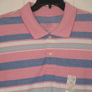 St. John's Bay Mens S/S Pink & Blue Cotton Polo Shirt NWT - Size XL